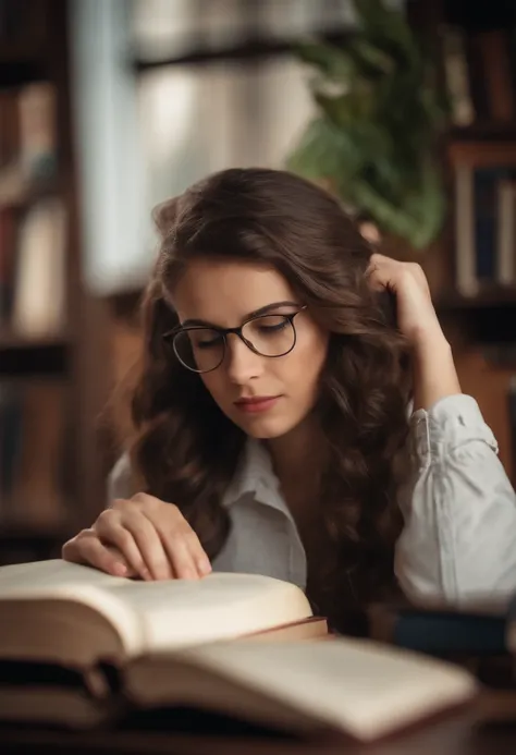 Portrait of a bookworm girl,