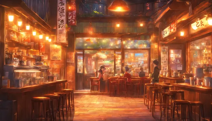 buliding，Coffee house on the street，中景 the scene is