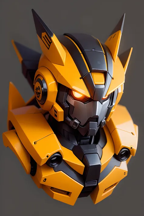 Create a yellow and black robot manga style Gundam icon