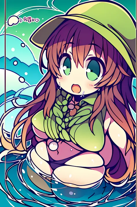 The costume, Long hair, girl, Big eyes, Green mountains and green water,