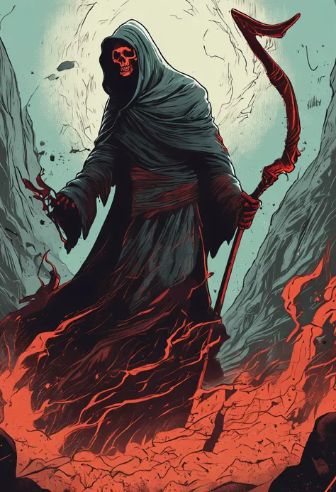 Depiction of a Death Reaper Wielding a Scythe in Hell