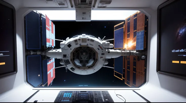 Inner part of the International Space Station, as realistic as possible with screens and experiments