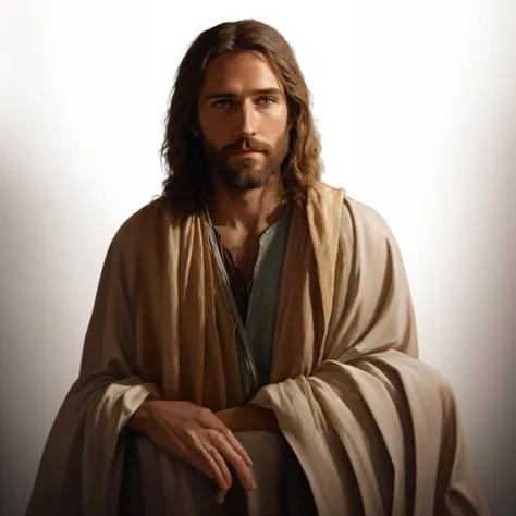 imagem arrapada de um homem com cabelos longos e barba, Retrato de Jesus Cristo, Jesus Cristo, 8k resolution digital painting, 8k resolution digital painting, painted in high resolution, jesus of nazareth, pintura digital renascentista, rosto de Jesus, ult...