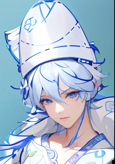 a close up of a person in a white and blue outfit, Guviz, Guviz-style artwork, Stylized anime, inspired by Leng Mei, anime styled 3d, onmyoji portrait, Avatar image, Anime Stylization, portrait of ahri, Anime style. 8K, Smooth anime CG art, 2 d anime style