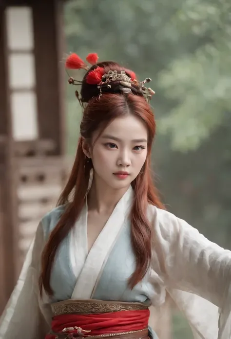 Southern Song Dynasty female assassin，（Delicate facial features），（Rich murderous aura），（The look in the eyes that killed a lot of people），Real Human，Extreme light and shadow，Super light chasing，（intricate detailed clothes），Red head rope，Red bracelet，Southe...