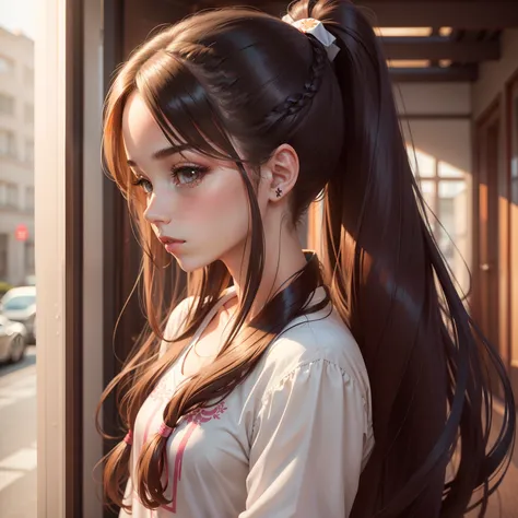 Beautiful long hair ponytail girl