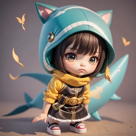 Blink, Chibi, Complete broker, Mega Mini, ninjartist, Shark Hat, Shark tail, Shark costume, Hairstyle Bob, A dark-haired,