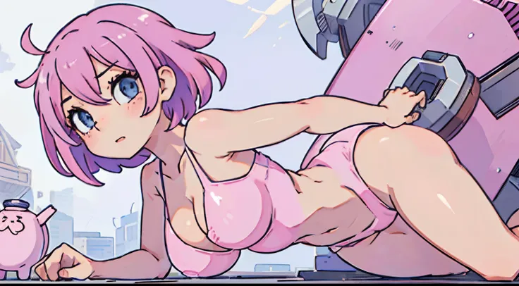 Naked ,pink hayrstyle ,short hair ,big ass ,big breasts anime, cute girl