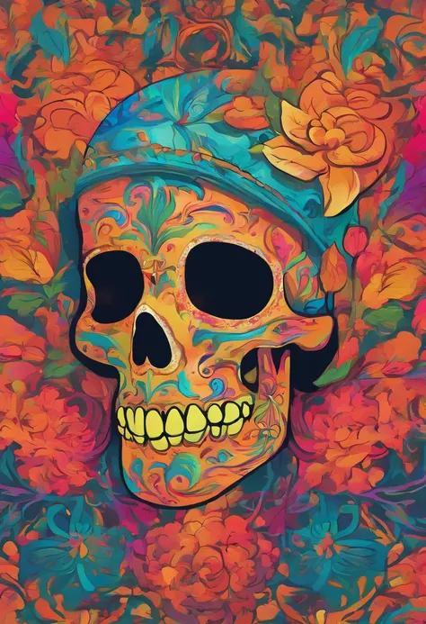 image of a skull shrouded in flowers and leaves, ((sugar skull)), day of the dead, fantasy skull, detailed art, sacred skull, skull paint, portrait of a sugar skull, hauntingly beautiful art, beautiful art uhd 4 k, oil painting, skull bones flowers, detail...