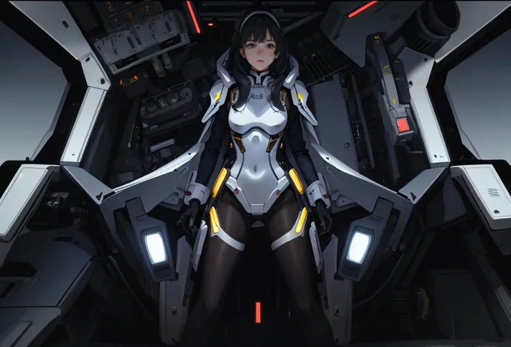 (((only one person))), (((only one face))), inside the cockpit, precision equipment, a beautiful woman in a gundam pilot suit si...