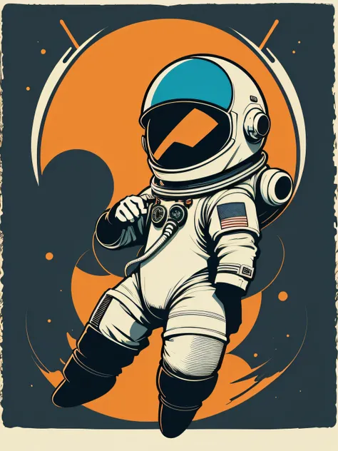 vector design, cartoon style, warm colors, (astronaut), "mission to Mars".