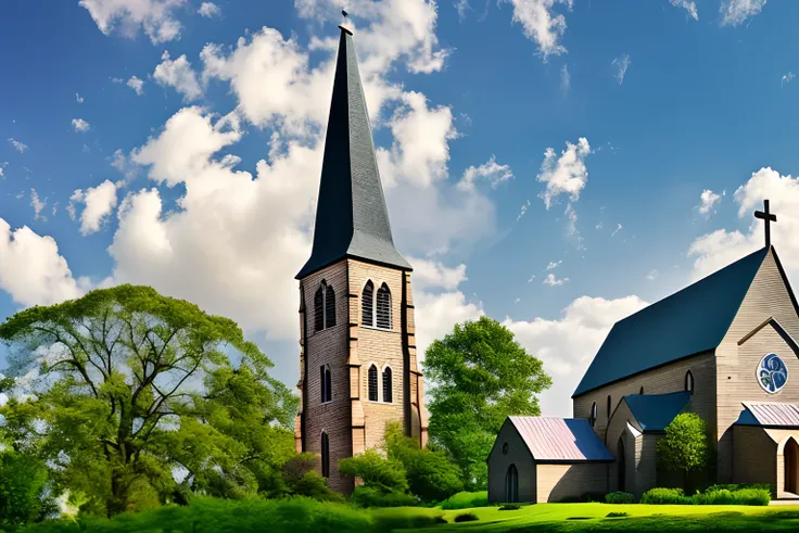 a church with a background image