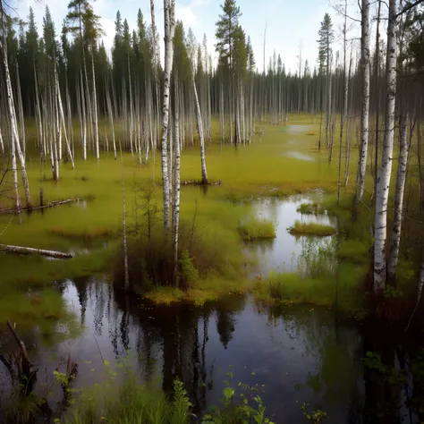 Old water swamp with trees