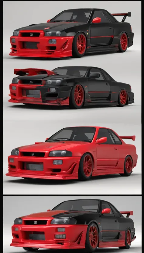 JDM Car, CAR Nissan R34,Car color Red Black