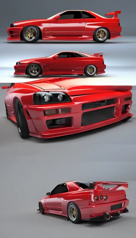 JDM Car, CAR Nissan R34,Car color Red Black, full body ,high