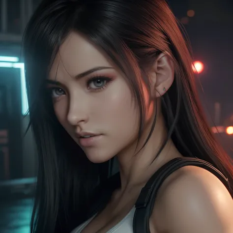 fotorrealista,Realistic illustration in Manga style,((Obra maestra)),((La mejor calidad)),((Ultra detallado)),((Perfect anatomy)),((Manos perfectas)),Lindo_cara,Excepcionalmente Beauty Waifu Megan Fox como Tifa Lockhart como Ahri League Of Legends,((Only))...