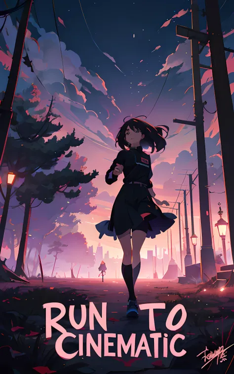 anime poster of a girl running through a forest with a sky background, anime style 4 k, anime art wallpaper 8 k, anime art wallpaper 4k, anime art wallpaper 4 k, 4k anime wallpaper, anime wallpaper 4 k, anime wallpaper 4k, anime styled digital art, anime s...