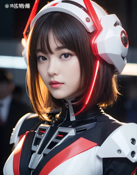 (1 Mechanical Girl)、top-quality、​masterpiece、超A high resolution、(Photorealsitic:1.4)、Raw photo、女の子1人、Golden hair、glowy skin、(((1 Mechanical Girl)))、（LED Lamp Mechanical Helmet）、(Small LED)、((super realistic details))、portlate、globalillumination、Shadow、octa...