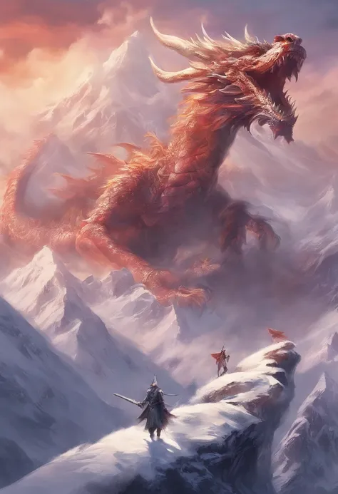 snowy mountain, dragon, war