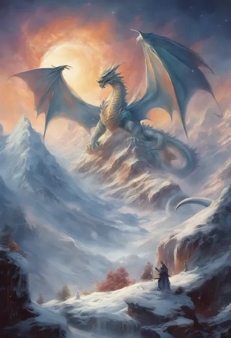 snowy mountain, dragon, war