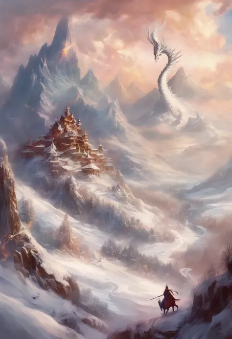 snowy mountain, dragon, war