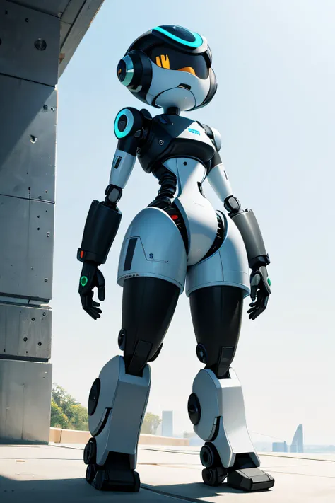 I need a minimalist robot model inpired in a mix of Eve from Wall-E and Bay-Max from Big Hero Opaeration, this desings needs to be a robott with no human caracteristics