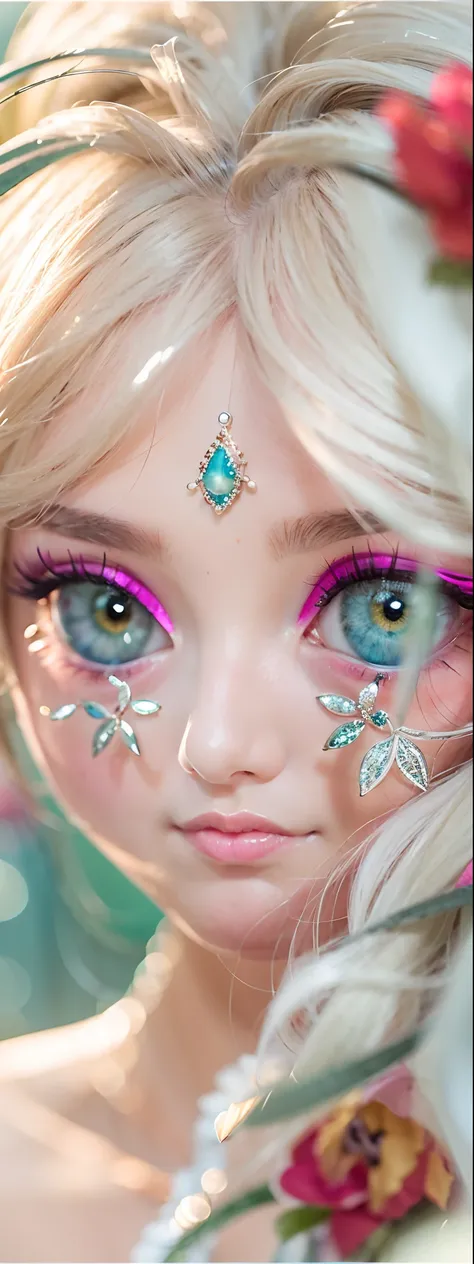 （Detailed eyes,Long eyelashes,Bright and colorful iris,Expressive eyebrows,Blend eyeshadow perfectly,Eyes sparkle,Reflective eyeballs），（Blonde 1。3 Lots of hair1。3 Delicate hair 1。2）,（Clear stockings with floral motifs：1.4，）,Red sexy openwork lace dress，Clo...