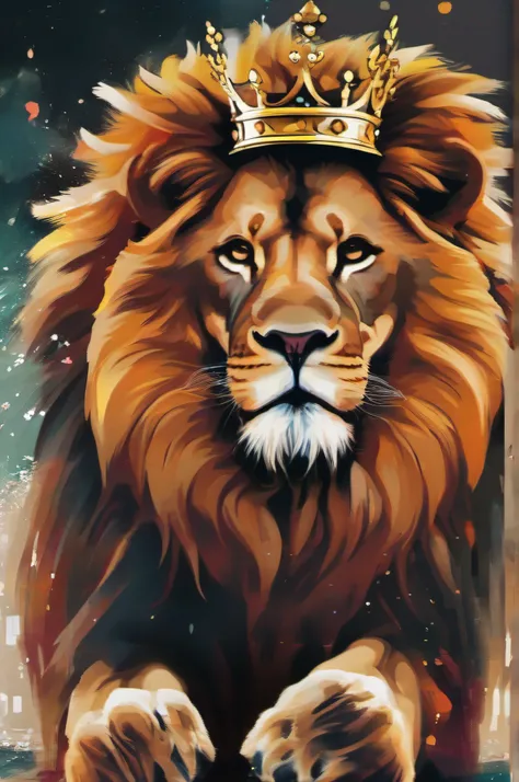 /imagine abstract king lion with a crown