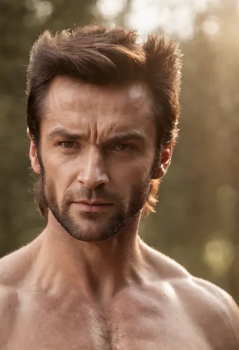 highly detailed, Wolverine, naked, no clothes, muscles