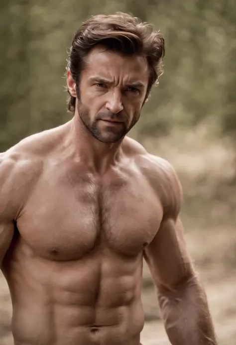 highly detailed, Wolverine, naked, no clothes, muscles