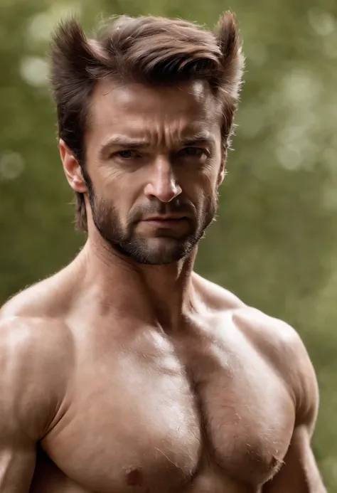 highly detailed, Wolverine, naked, no clothes, muscles