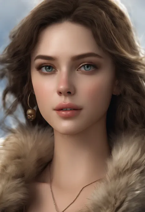 (Masterpiece, best quality, photorealistic:1.4), (1 girl in a fur coat), luxury brand, European girl, Long hair, hot model, highly detailed eyes and pupils, highly detailed fur coat, realistic skin, perfect body, large breasts, Full body shot, maturefemale...