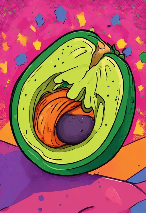 a cartoon avocado  3d eating a carrot at home