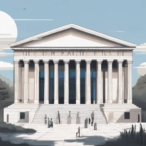 ancient greece buildings with one man in center