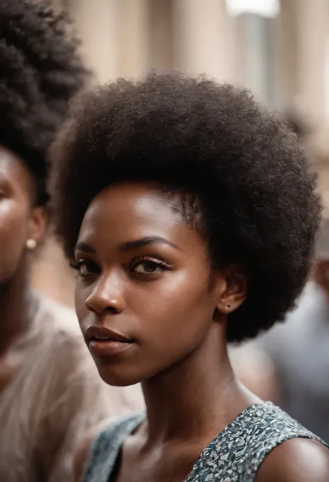 jovem negro de blackpower com uma cara assustada e com maos brancas cobrindo sua boca e olho