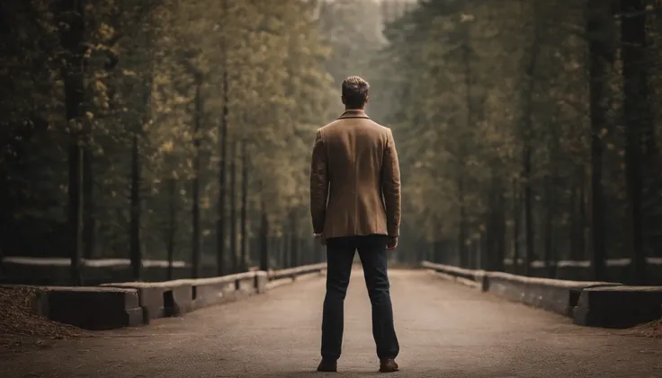 man in front of a barrier, vintage art style