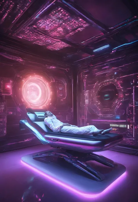 Cell regeneration room with a large futuristic genetic healing hall and a large screen, futuristic lab, futuristic scientific laboratory, medical research facility, in futuristic laboratory room, medical lighting, Futuristic room, Sci - Fi Interior, operat...