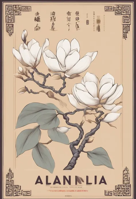 equinoccio，Traditional Chinese solar terms，(((Flores de magnolia)))，Estilo nacional，Viento de tinta，solid color background，tiene escote(((golondrinas)))Vuela en el cielo，Vista horizontal，No te dejes caracterizar，No te dejes caracterizar,No compilar