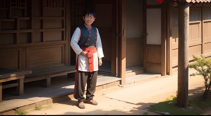 Chinese man, dressed simply and humbly, peasant, villager, with simple smile