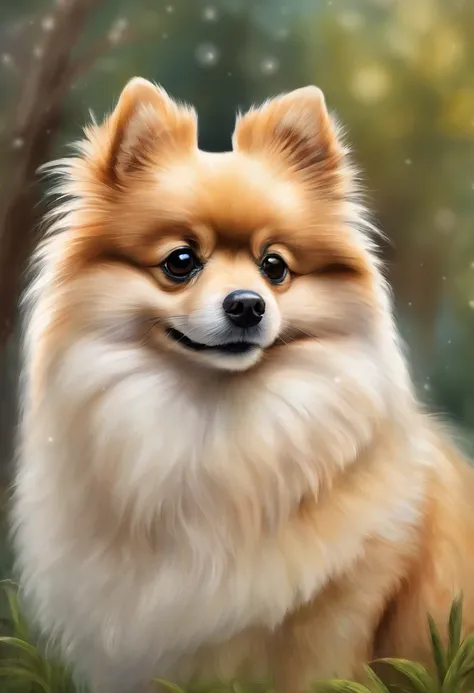 1spitz alemao anao, lulu da pomerania  filhote ultra realista estilo pixar disney 3d qualidade 8k