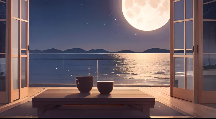 The image captures the serene beauty of a "Moon Night" - a moonlit night where the stillness of the night is reflected in its breathtaking beauty. The moonlight gently bathes the surroundings. In contrast, a quiet scene unfolds as someone silently savors a...