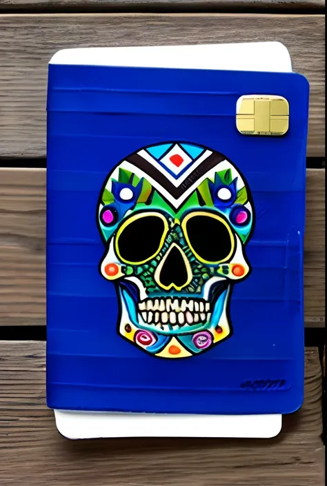 A credit card based in a Mexican skull