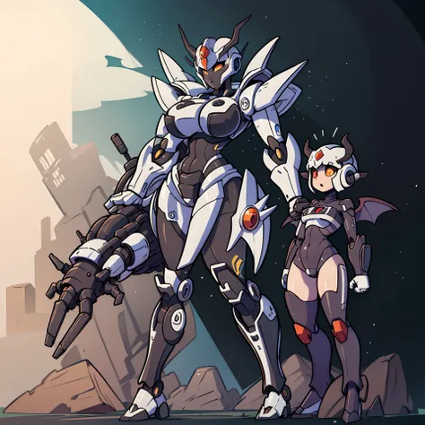 ((masterpiece)), full body, blank background, vectorized design, masterpiece, best quality, great design, overly sexy robot monster, too sexy for a toon, (Gothic Mother Figure Mechas (Maternal Gargoyle Mecha)), This mecha has a stern yet protective appeara...