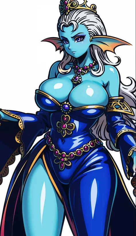 8K,High quality,Anime,married woman,Beautiful,clean,Bright,highlight in eyes,Sexy,ultra gigantic tits,oversized tits,Erotic,Well drawn,,beautiful line art. Blue skin, well-drawn ears, Blue and orange gradient fins,  Painted from head to waist, Nothing on, ...