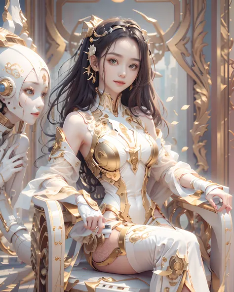 Ivory Gold AI、spaceships、stele、２５Old Female、１girl with、Look at the viewer、smil、Finish as shown in the photo、Beautuful Women、the skin is white and transparent、