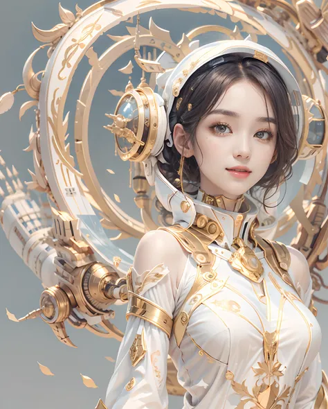 Ivory Gold AI、spaceships、stele、２５Old Female、１girl with、Look at the viewer、smil、Finish as shown in the photo、Beautuful Women、the skin is white and transparent、