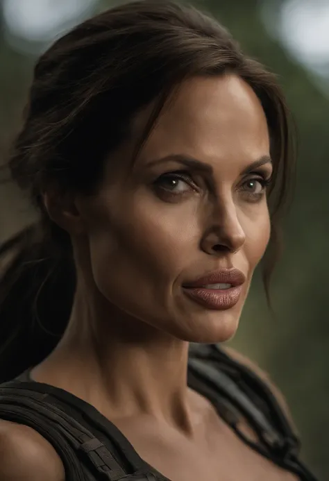 (((Angelina Jolie como Lara Croft))),  um personagem de "tomb raider", ((corpo inteiro)), olhos ultra-detalhados, corpo ultra-detalhado, nice perfect guy with soft skinice, corpo feminino deslumbrante, ((ultra-detailed hands)), obra-prima conceito fantasia...