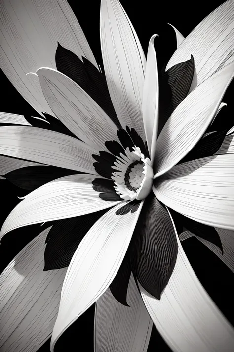 black and white simple flower lines, white background