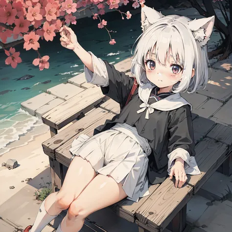 one-girl，Loli,elementary student，独奏, (with short white hair:1.2),kiana