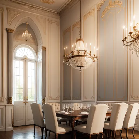 french dining room with Wall Treatments